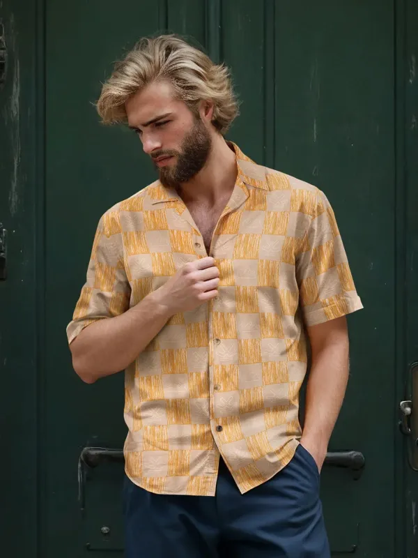 AOP Fluid Viscose Shirt | Yellow sold by Wrogn