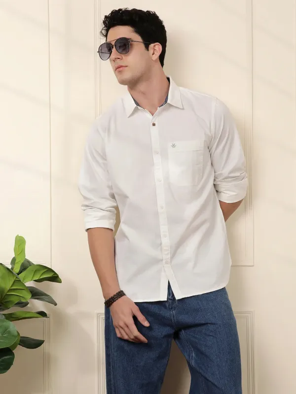 Solid Slim Fit Shirt | White sold by Wrogn