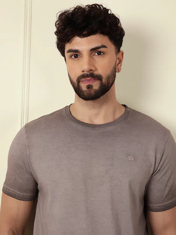 Washed Slim Fit T-Shirt | Brown sold by Wrogn