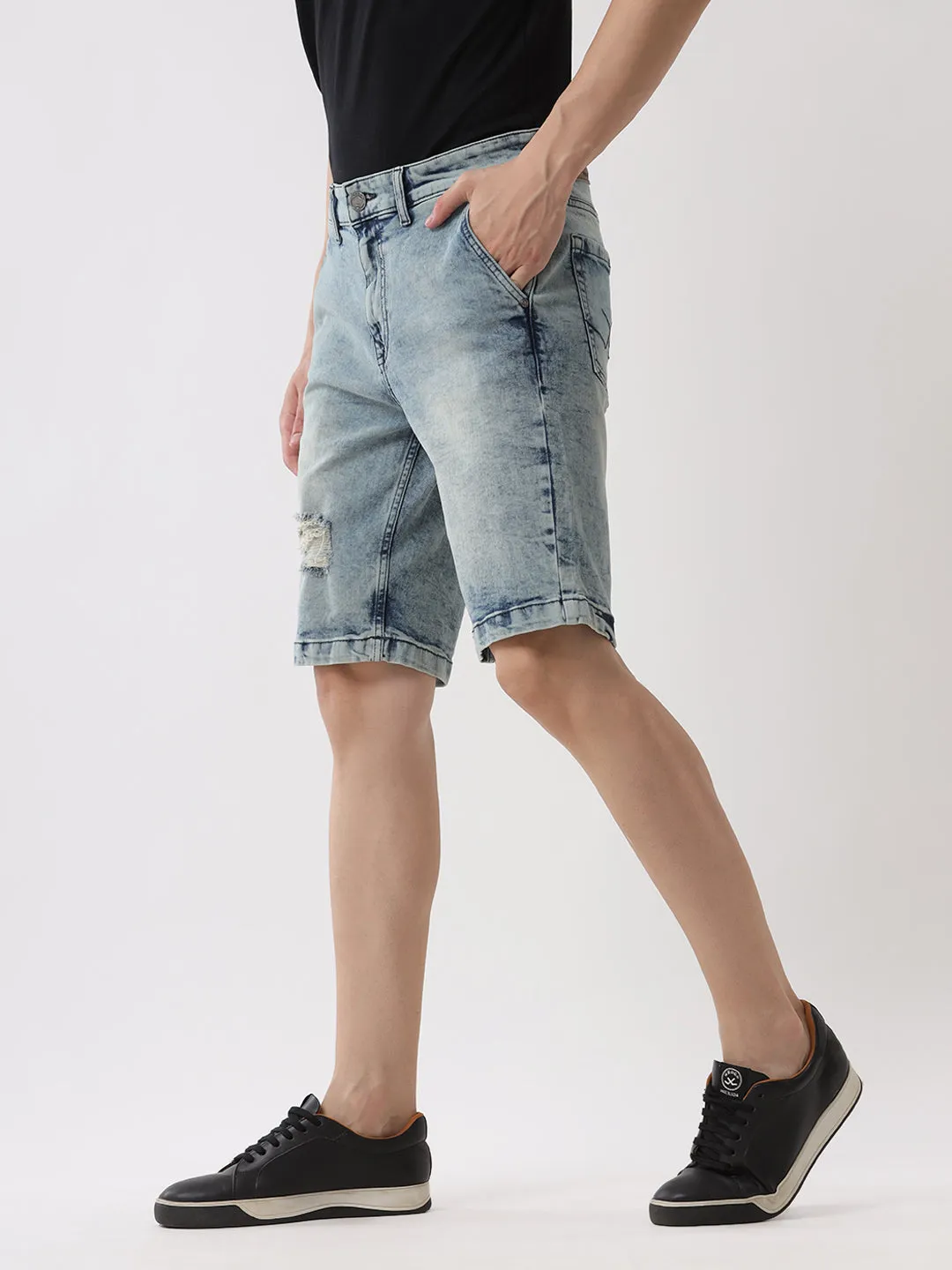 Ripped Medstone Denim Shorts sold by Wrogn