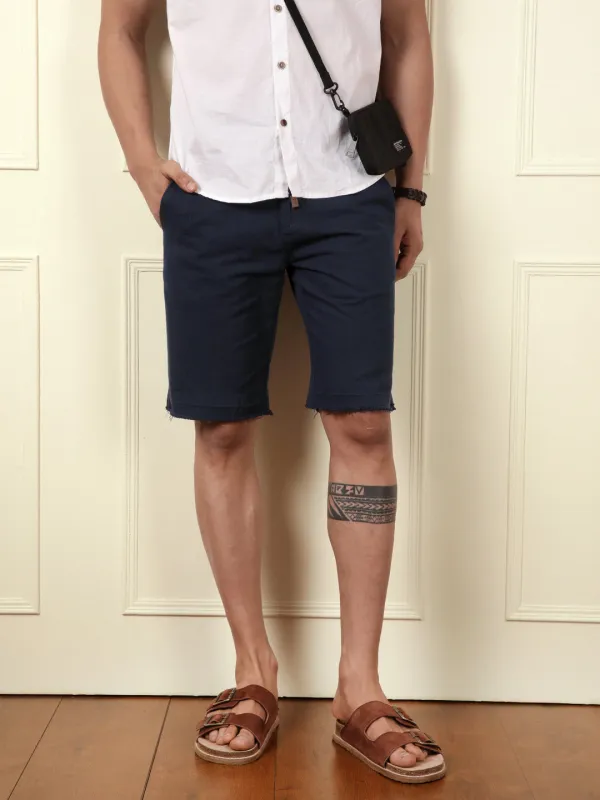 Drawstring Waist Navy Shorts sold by Wrogn