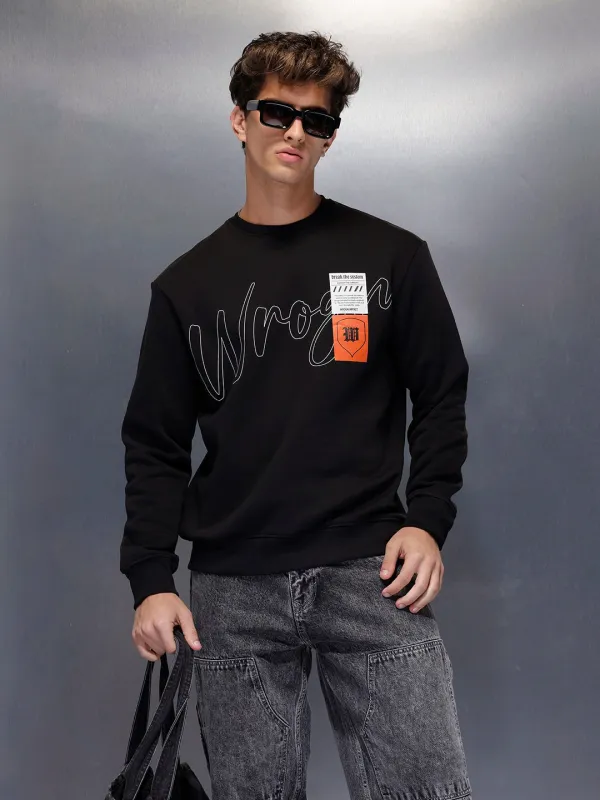 Minimal Script & Patch Sweatshirt | Black sold by Wrogn