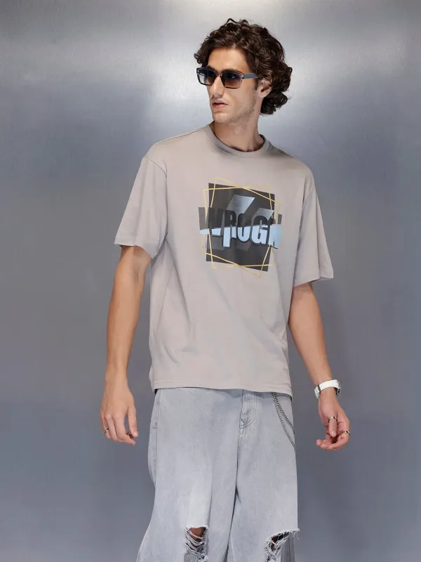 Men’s Grey oversized graphic T-shirt | Grey sold by Wrogn