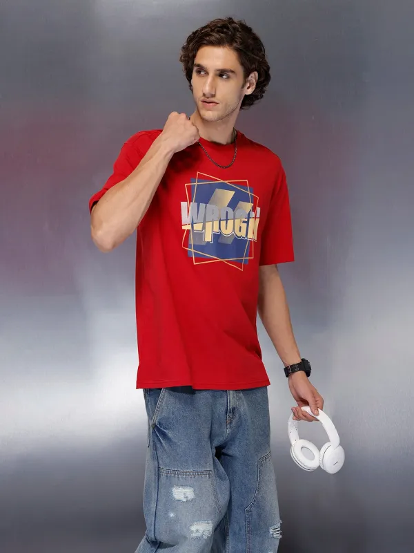 Men’s pop graphic red cotton T-shirt | Red sold by Wrogn
