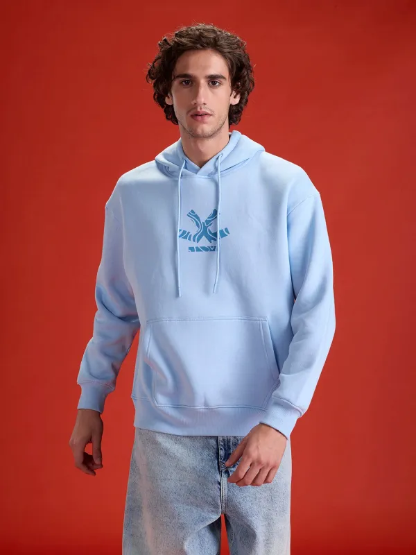 Men’s minimal powder blue hooded sweatshirt | Powder Blue sold by Wrogn