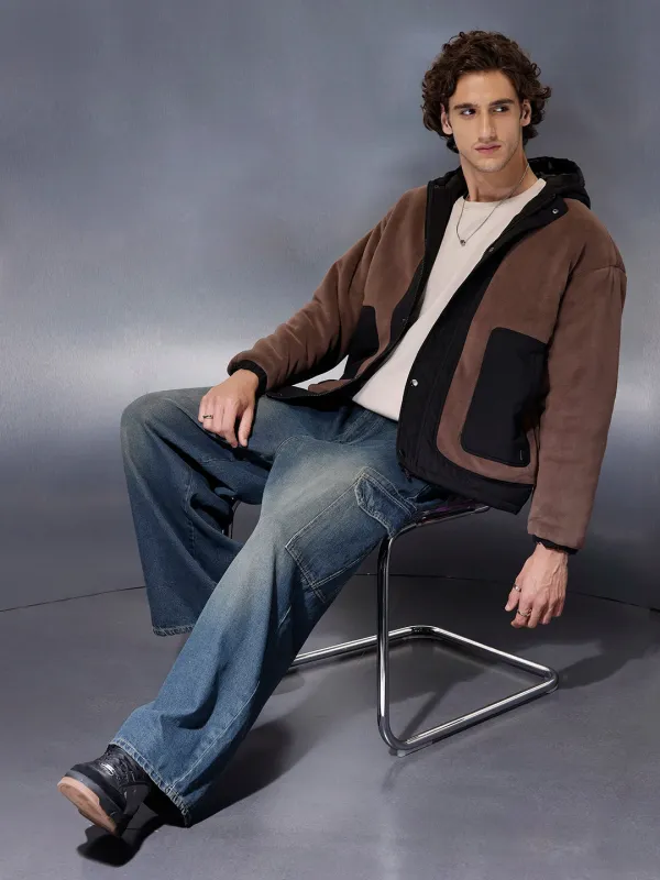 Men’s brown and black paneled jacket | Brown sold by Wrogn