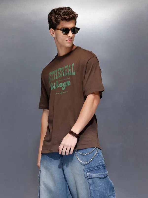 Men’s oversized graphic print t-shirt | Brown sold by Wrogn