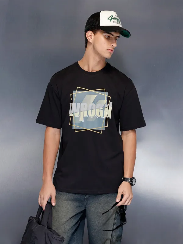 Oversized graphic T-shirt | Black sold by Wrogn