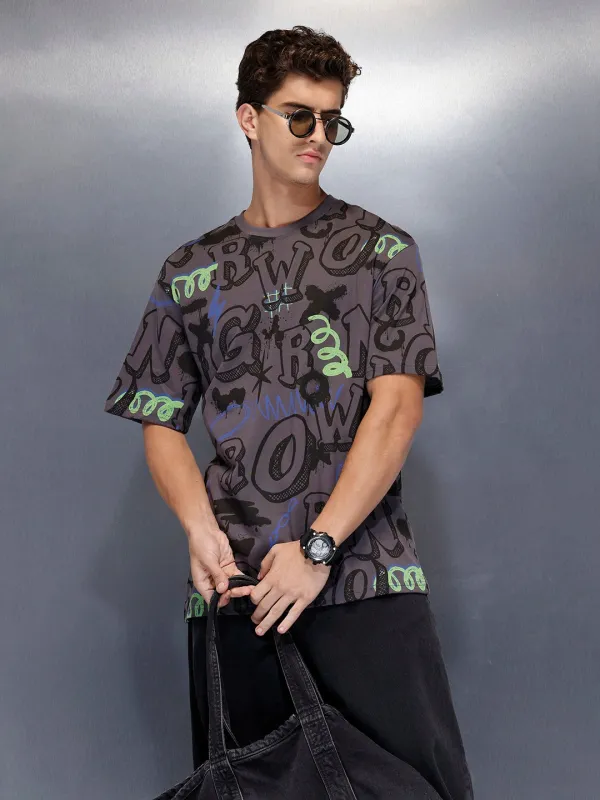 Graphic oversized tee | Charcoal sold by Wrogn