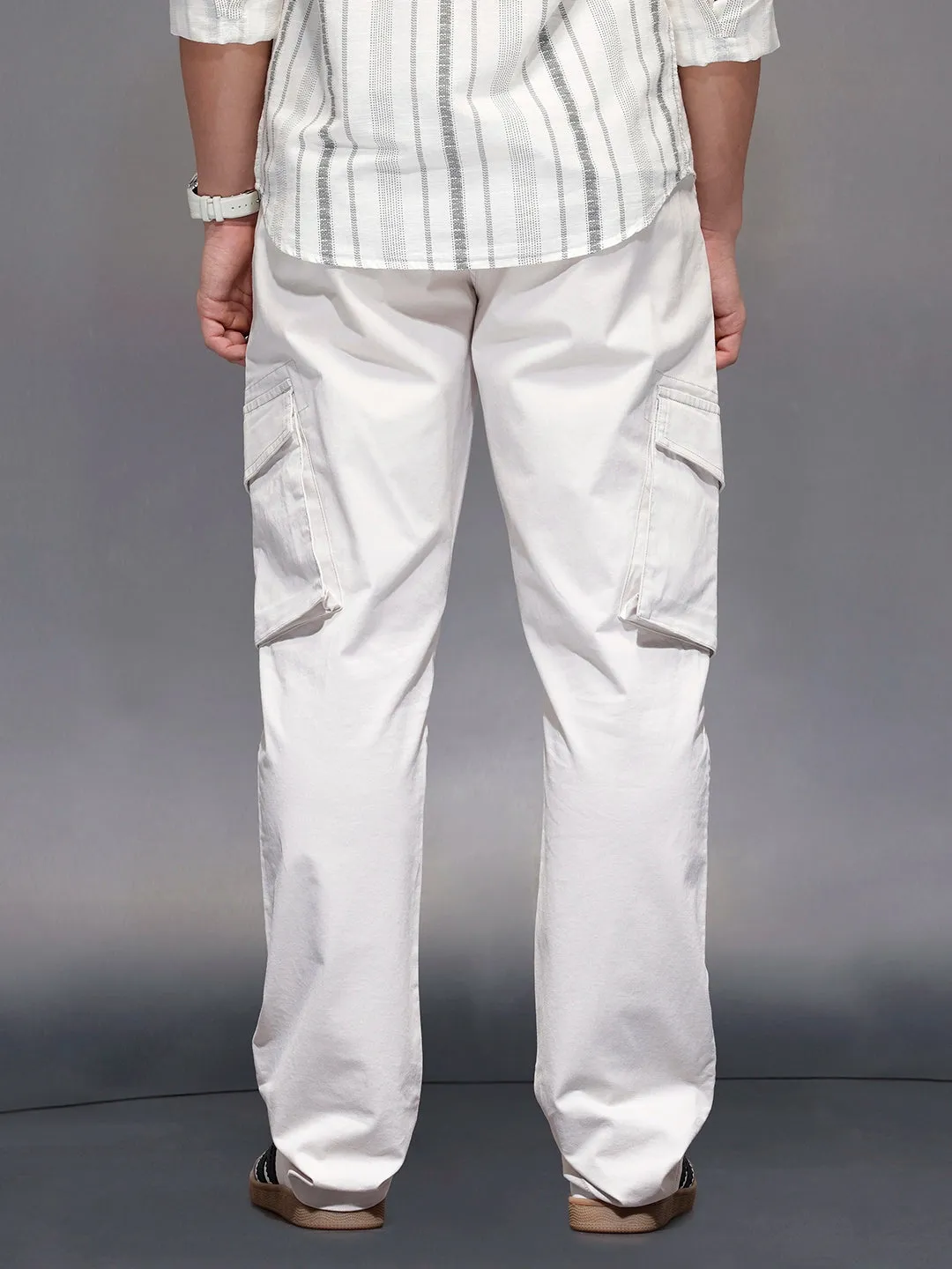 Men’s straight fit cargo trousers | Grey sold by Wrogn product image thumbnail 3