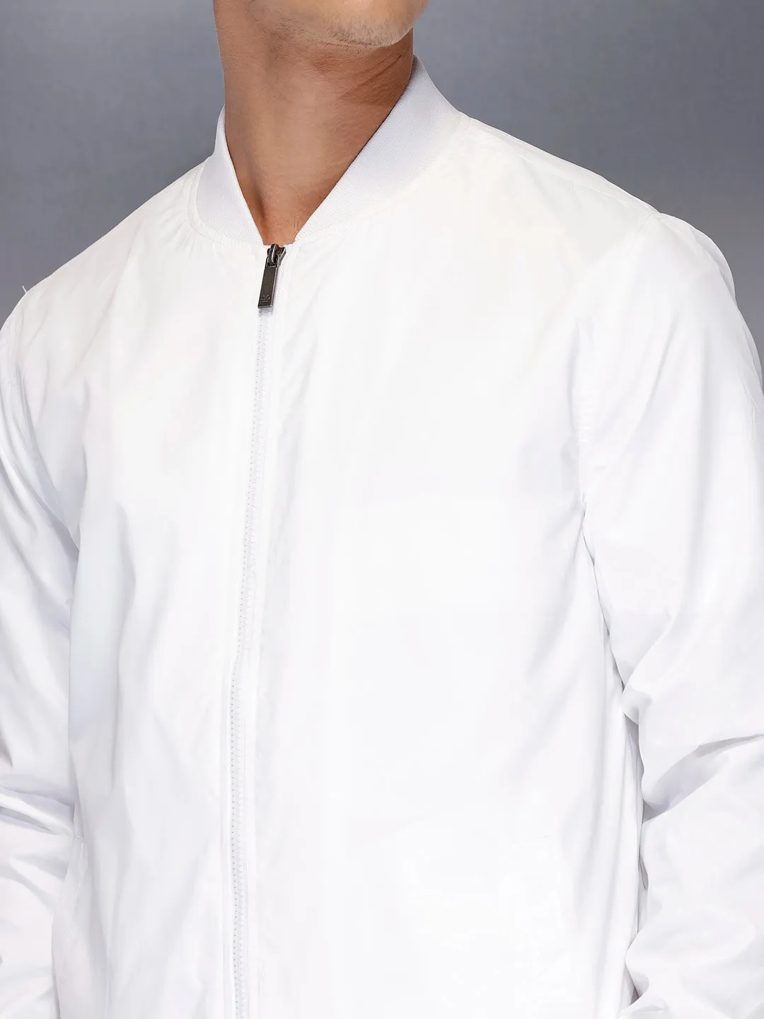 Lightweight classic bomber Jacket | White sold by Wrogn product image thumbnail 5