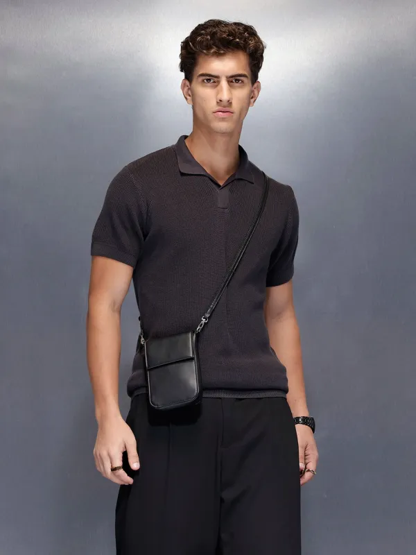 Textured polo shirt | Dark Grey made by Wrogn