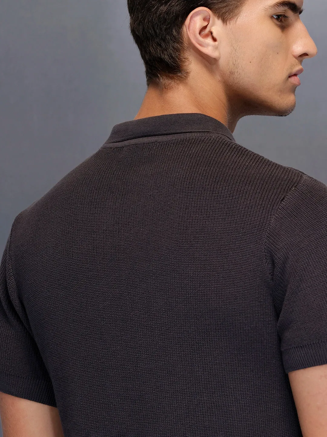 Textured polo shirt | Dark Grey sold by Wrogn product image thumbnail 5