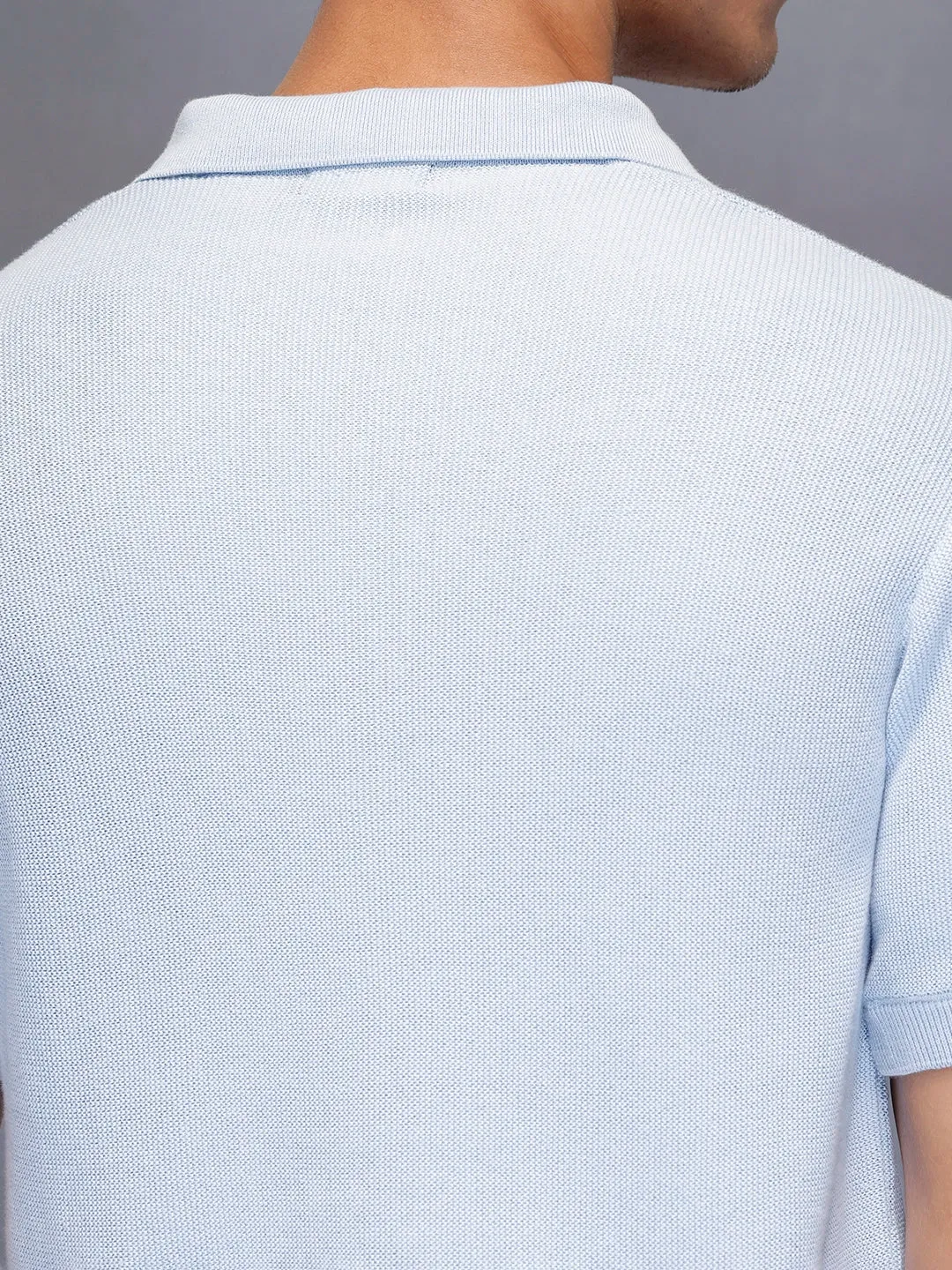 Fine- textured knit polo | Blue sold by Wrogn product image thumbnail 5