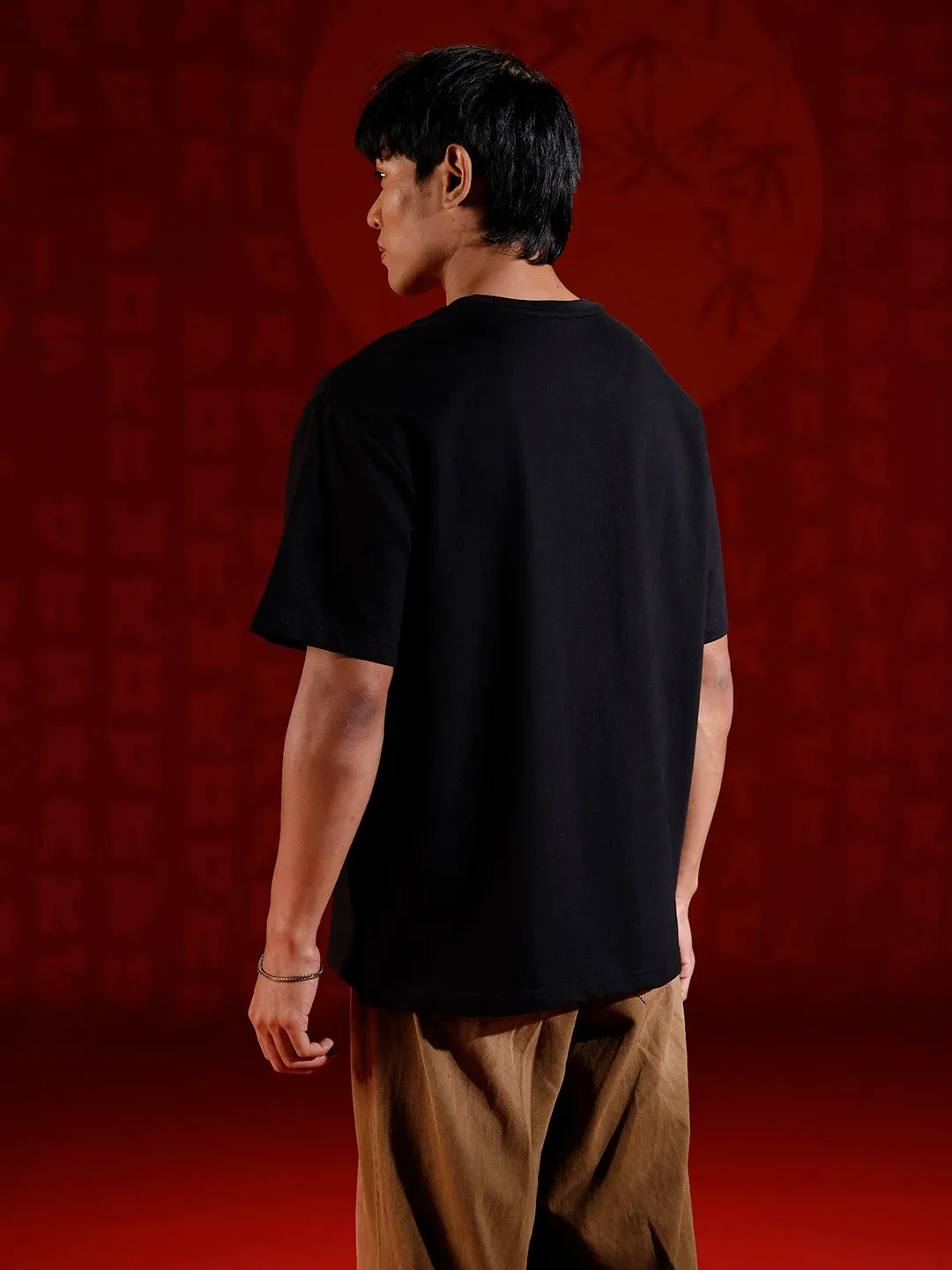 Samurai multi-print oversized T-shirt | Black sold by Wrogn product image thumbnail 3
