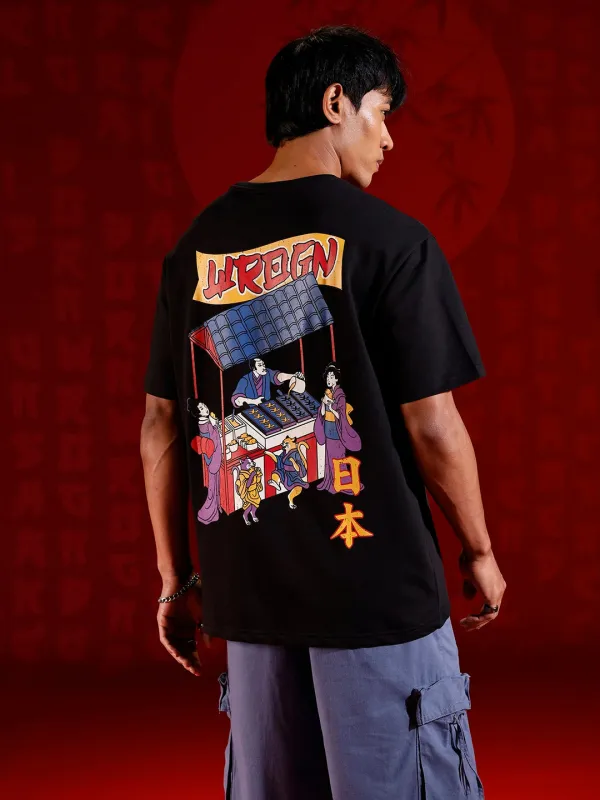 Minimal Chest Print Oversize Tshirt | Black sold by Wrogn