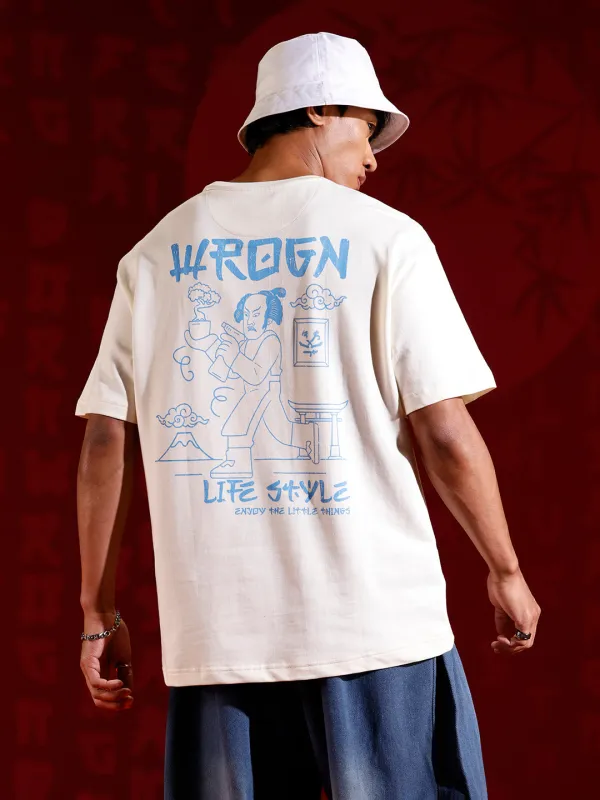 Minimal chest print T-shirt | Off white sold by Wrogn