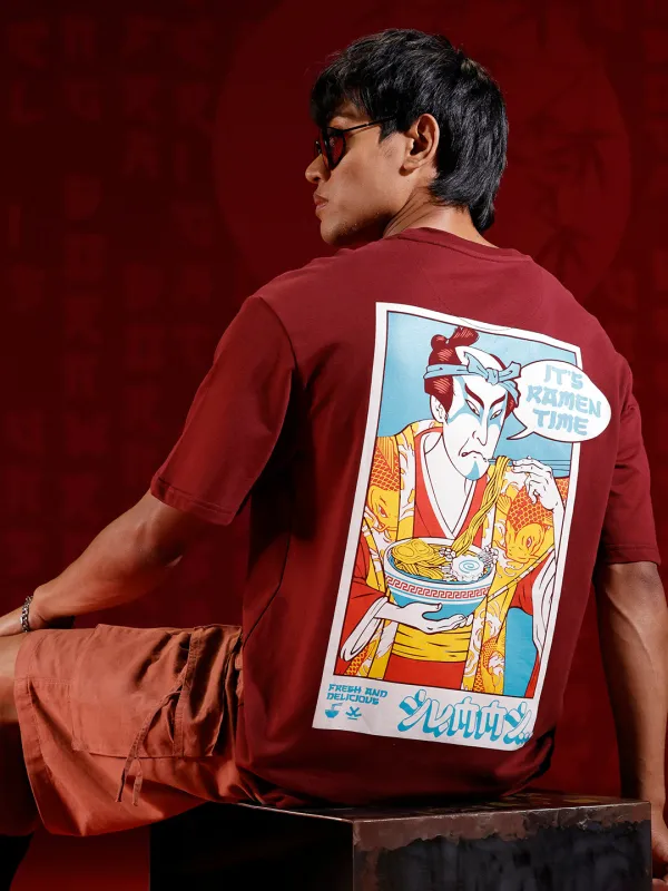 Minimal chest print T-shirt | Maroon made by Wrogn