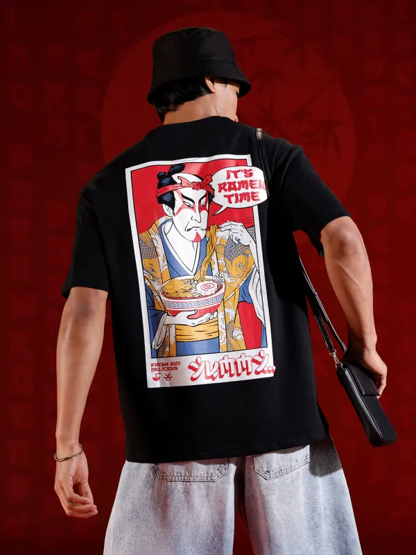 Oversized ramen graphic T-shirt | Black sold by Wrogn