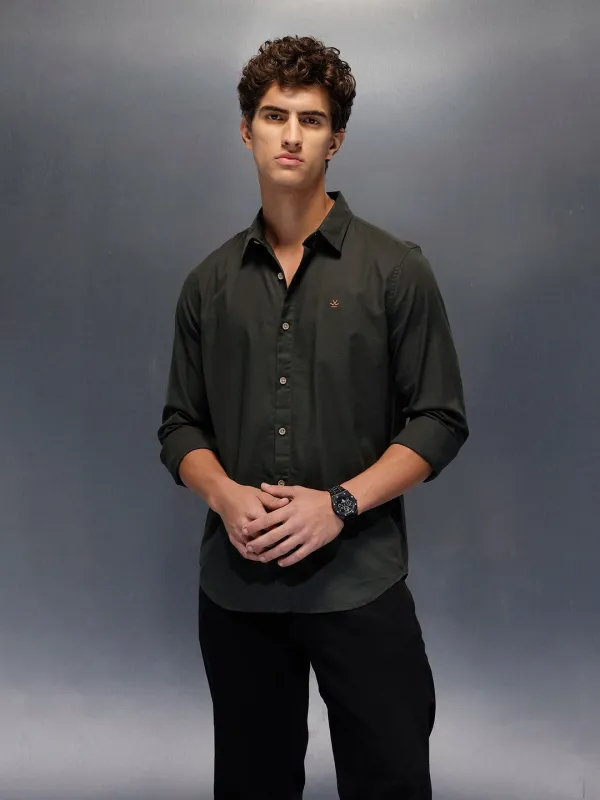 Men's Slim Fit Casual Shirt  |  Dark Green sold by Wrogn