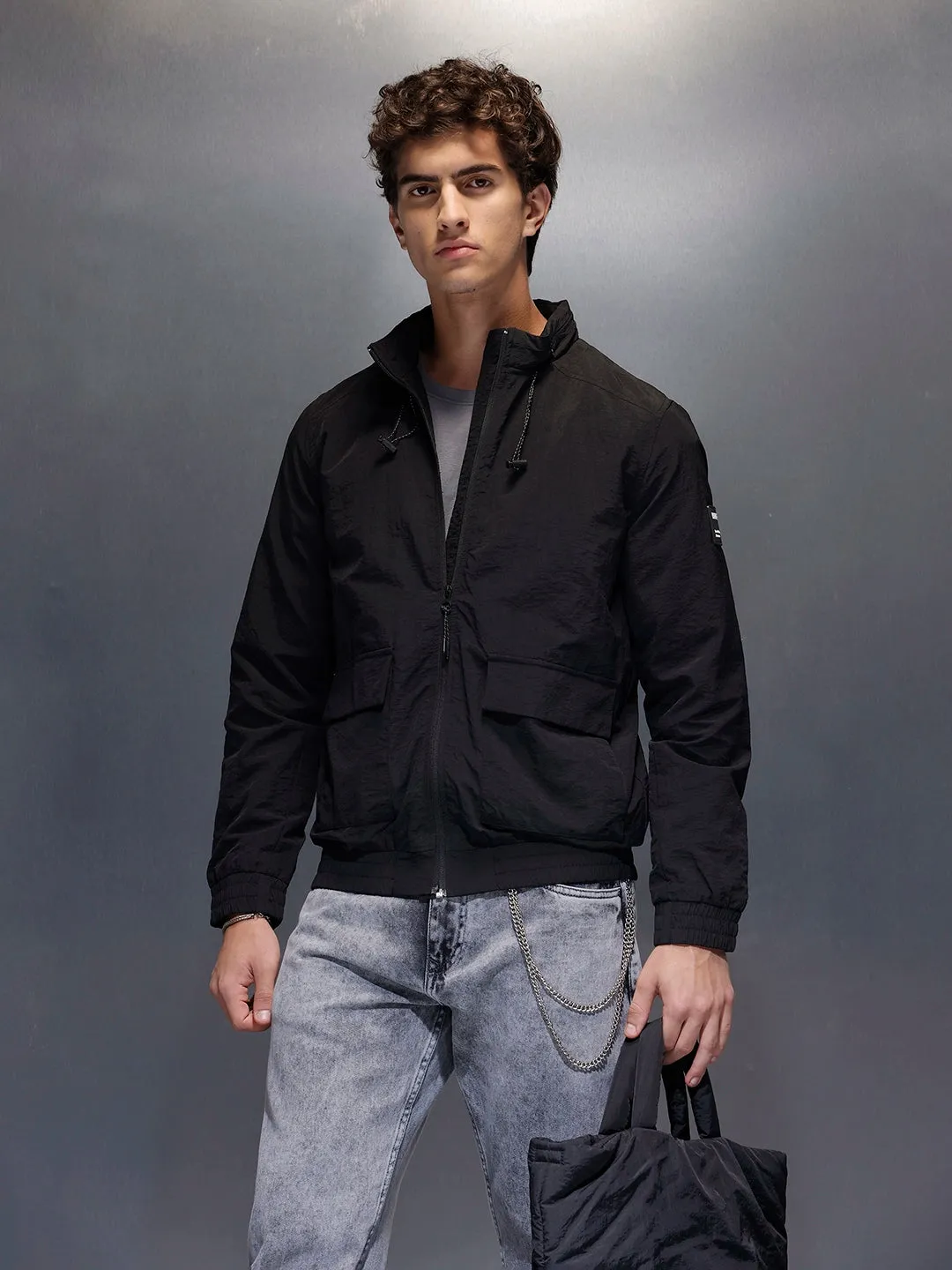 HighNeck Utility Jacket | Black sold by Wrogn