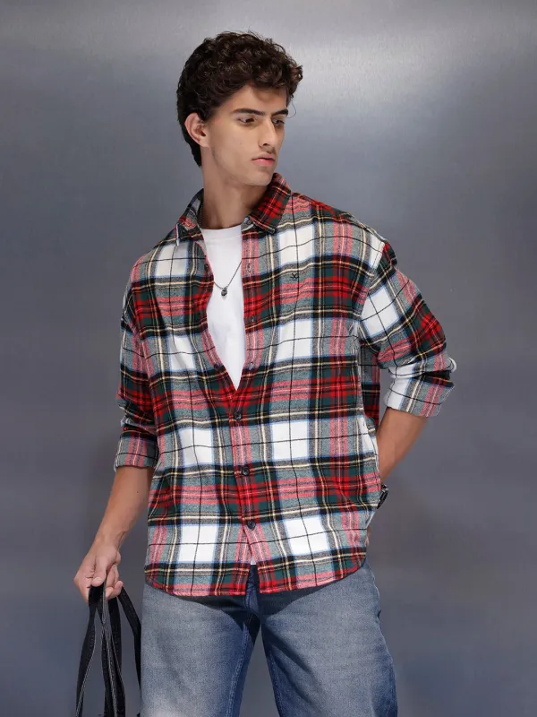 Men's Casual Oversized Checkered Shirt  |  Red sold by Wrogn
