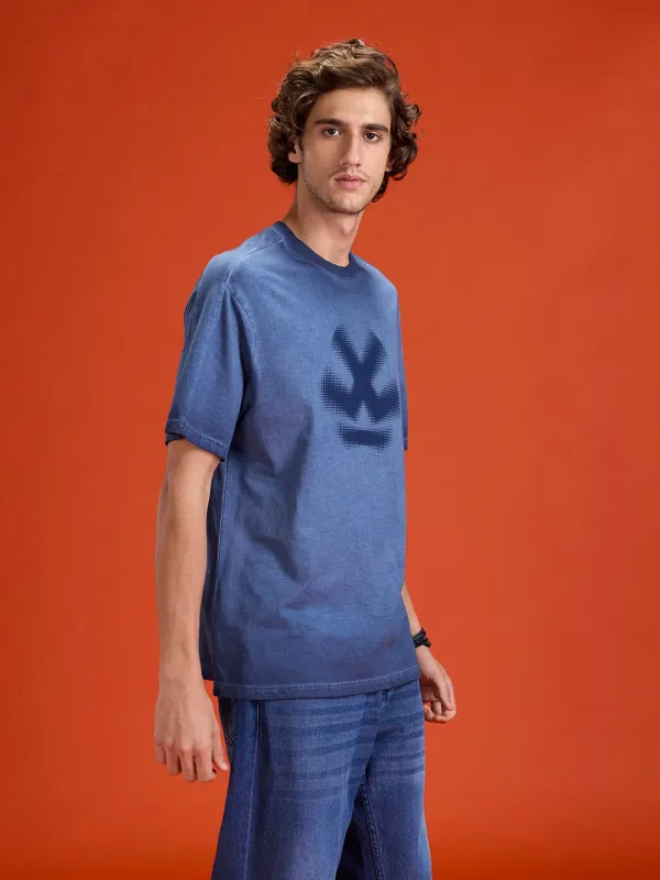 Wrogn branded washed oversized fit t-shirt | Blue sold by Wrogn