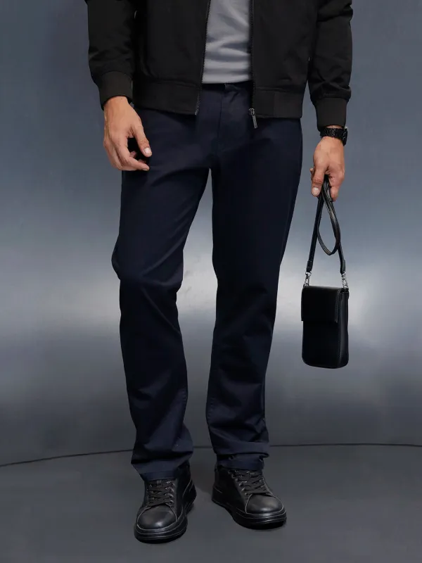 Men's casual straight fit trousers | Navy Blue sold by Wrogn