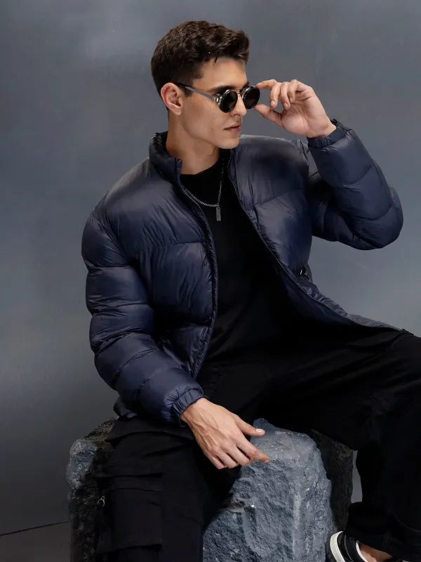 men's casual comfort fit puffer jacket | Blue sold by Wrogn