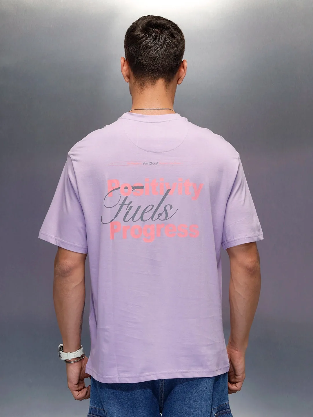 Men's oversized tshirt with graphic print on back | Purple sold by Wrogn product image thumbnail 3