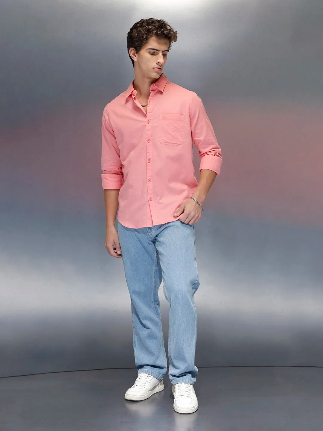 Men's casual slim fit shirt | Pink sold by Wrogn product image thumbnail 2