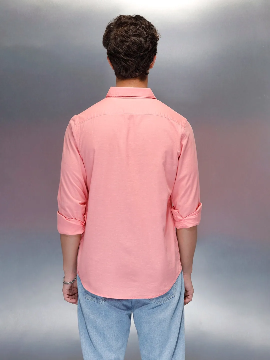 Men's casual slim fit shirt | Pink sold by Wrogn product image thumbnail 3