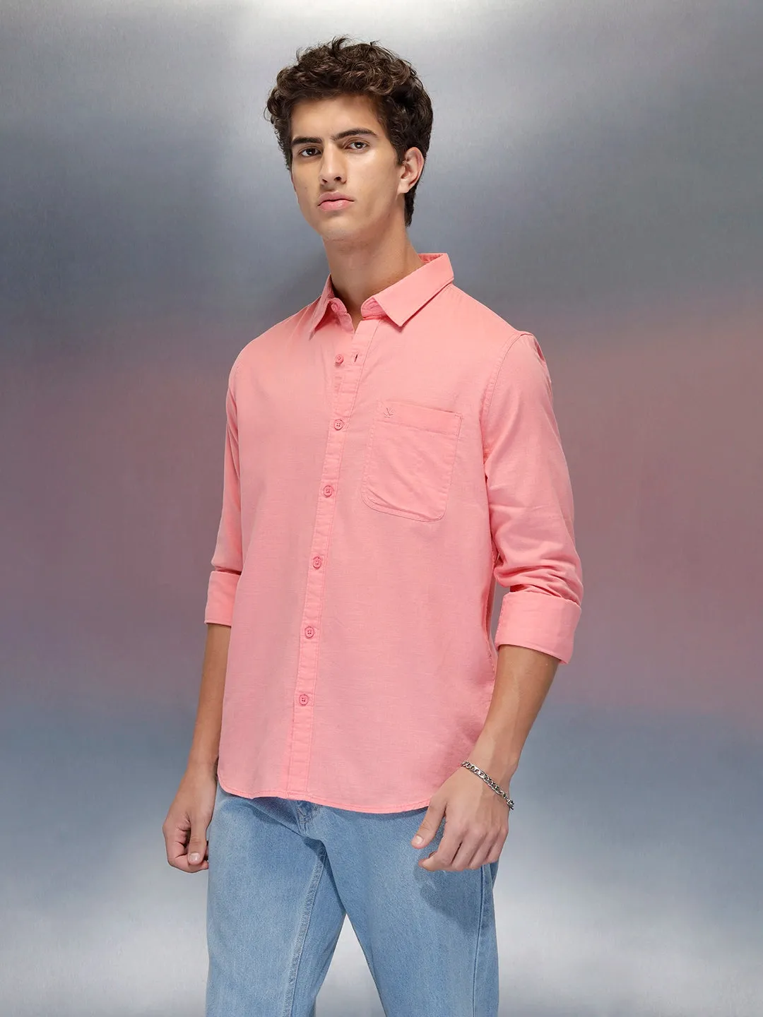 Men's casual slim fit shirt | Pink sold by Wrogn product image thumbnail 4