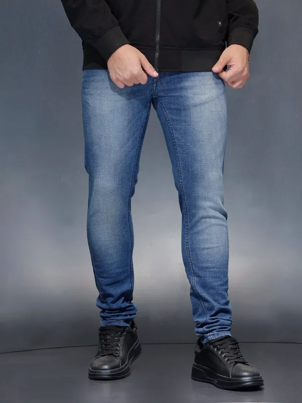 Men's casual skinny fit jeans  | Blue sold by Wrogn