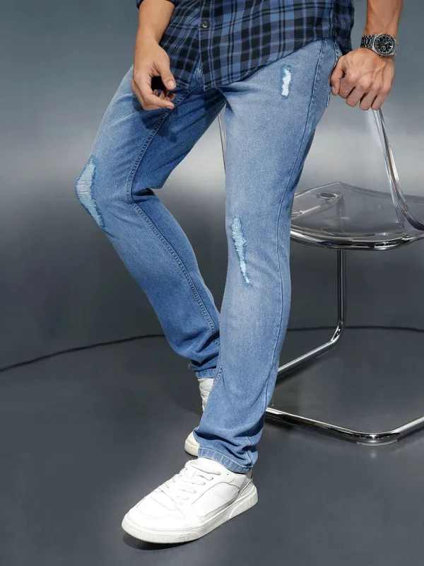 Men's casual slim fit jeans | Blue sold by Wrogn