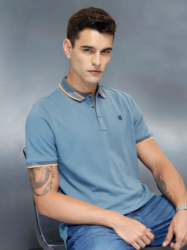 Men's Casual Slim Fit Polo T-Shirt | Blue sold by Wrogn
