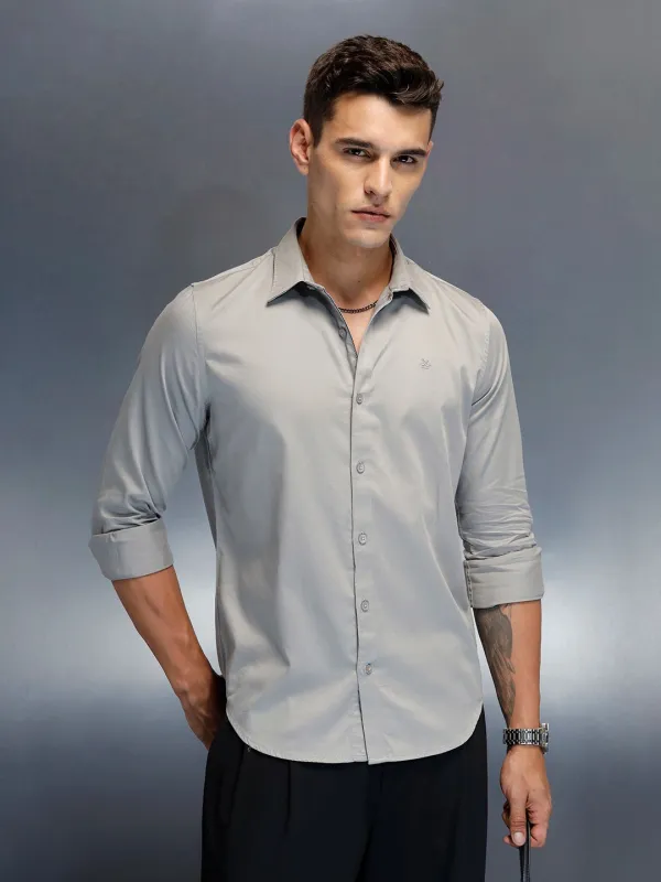 Men's Casual Slim Fit Shirt | Grey sold by Wrogn