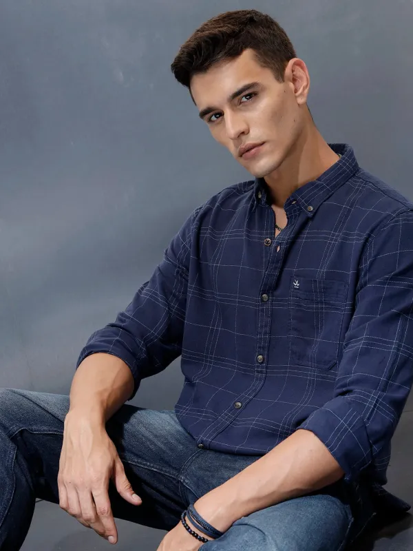 Men's Casual Regualr Fit Checkered Pattern Shirt | Black sold by Wrogn