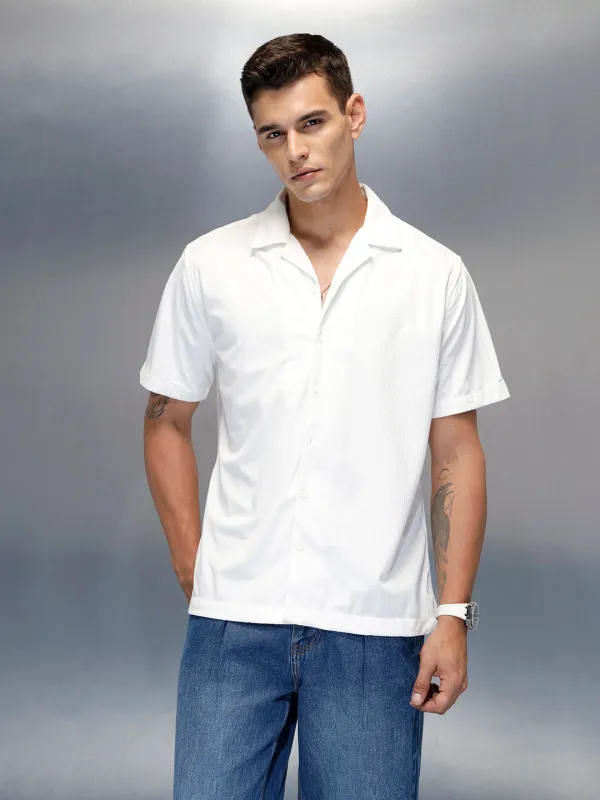 Textured Classic Men’s Comfort Fit Shirt | White sold by Wrogn