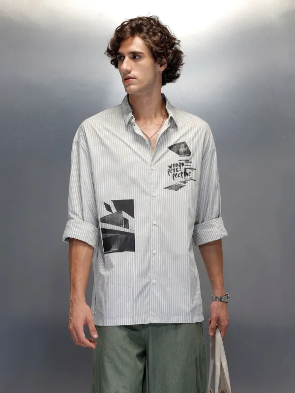 men's casual regualr fit placement print shirt | Green sold by Wrogn