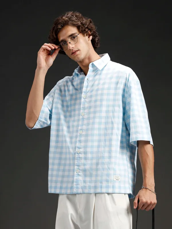 men's causal checkered pattern shirt | Blue sold by Wrogn