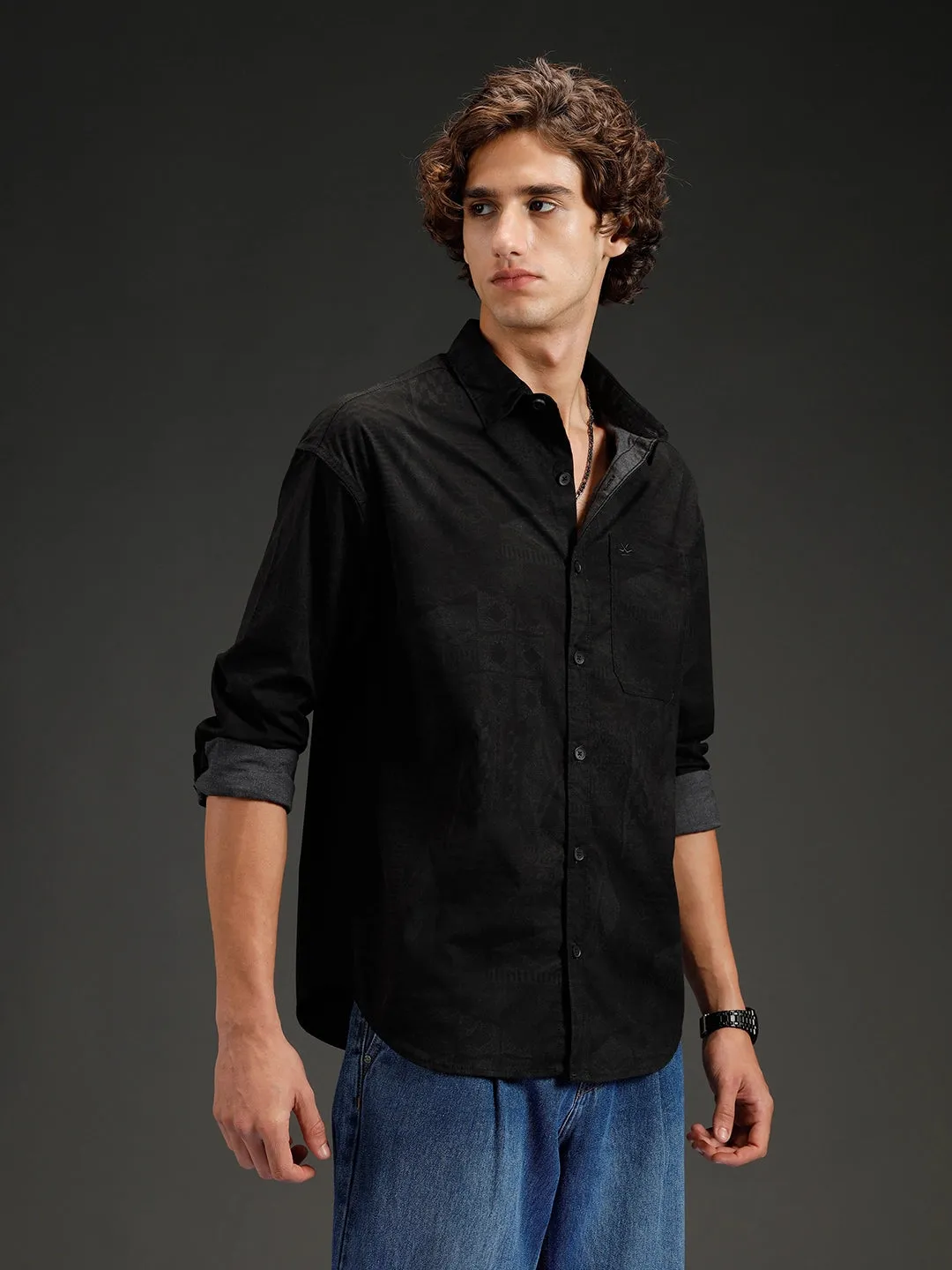 Men's casual oversized fit shirt | Grey sold by Wrogn product image thumbnail 4