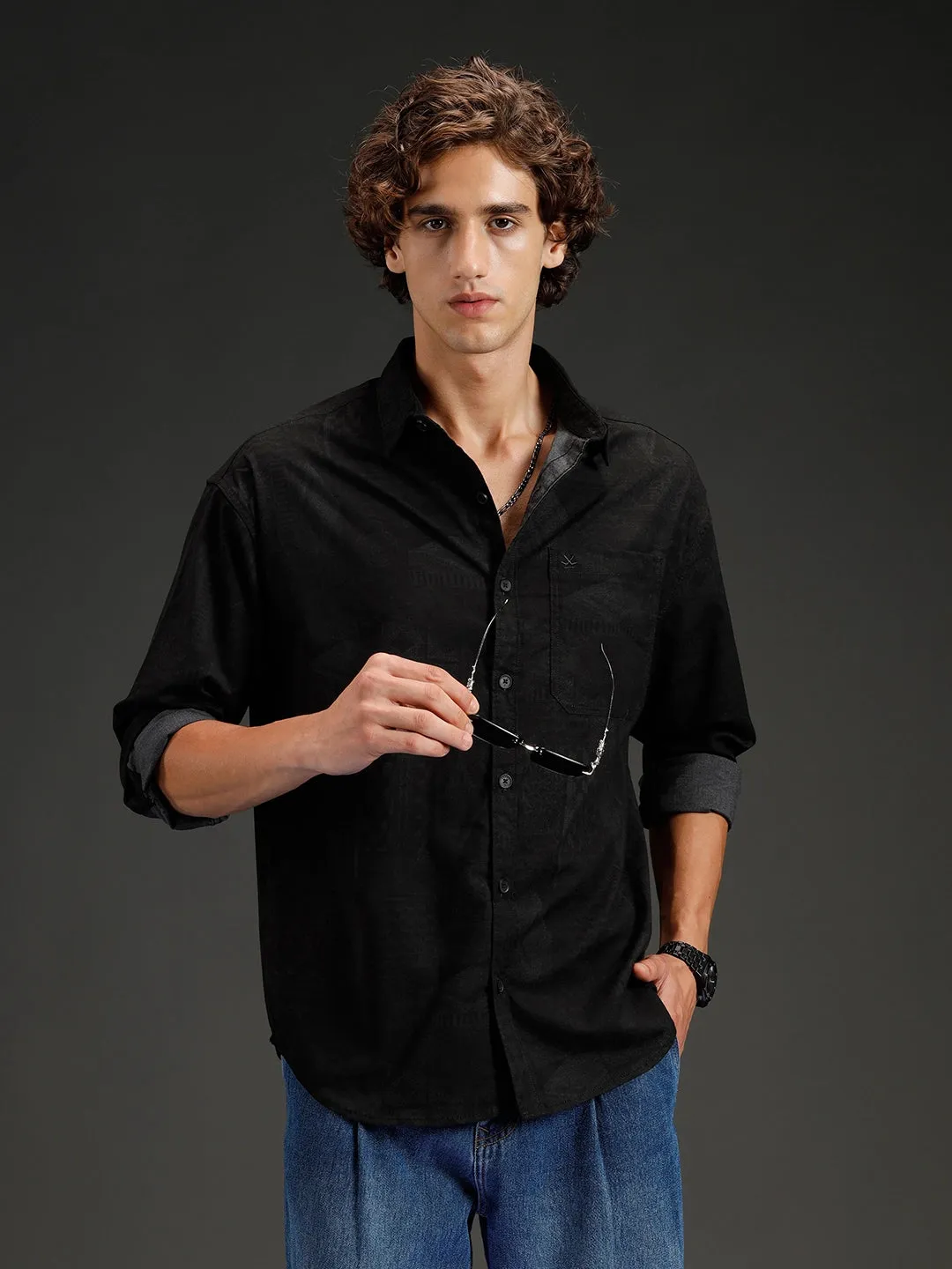 Men's casual oversized fit shirt | Grey sold by Wrogn