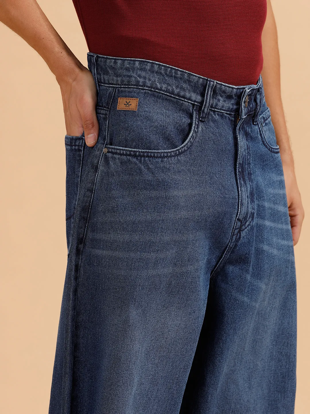 Heavy Fade Baggy Fit Jeans | Dark Blue sold by Wrogn product image thumbnail 5