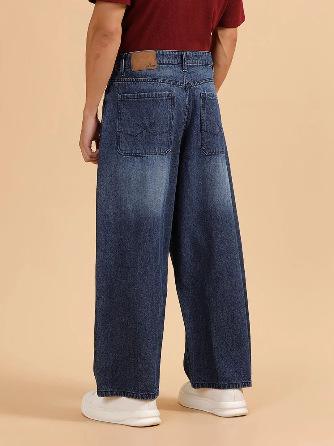 Heavy Fade Baggy Fit Jeans | Dark Blue sold by Wrogn product image thumbnail 3