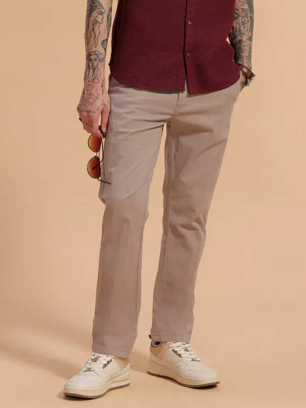 Cotton Blend Chino Trouser | Beige sold by Wrogn