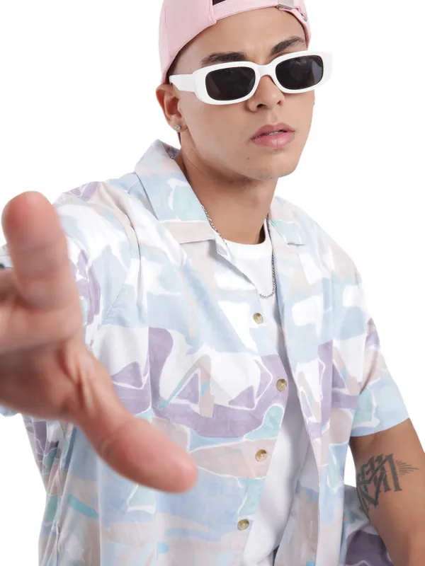 Cloudy Blend Comfort Fit AOP Shirt sold by Wrogn