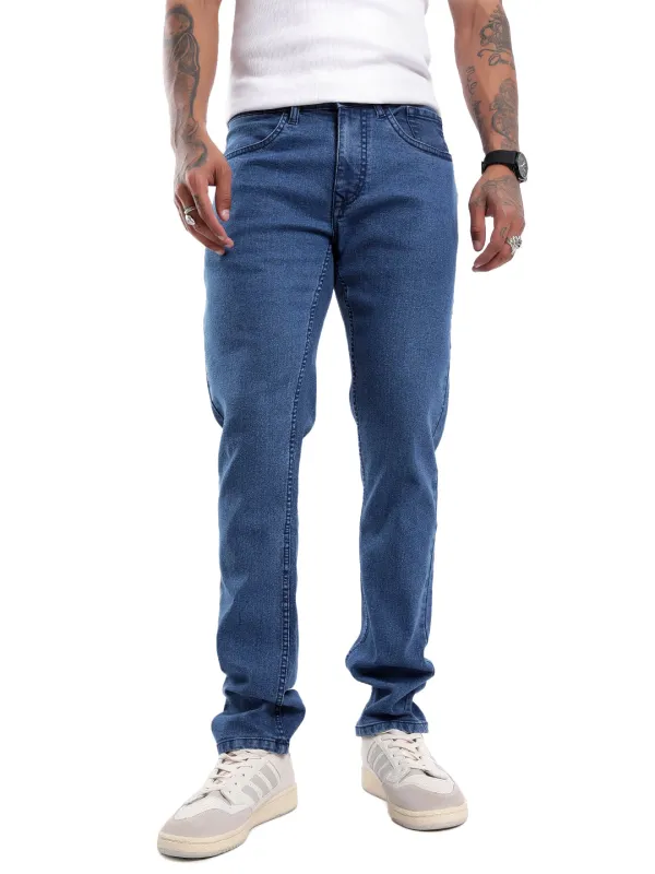 Basic Blue Five Pocket Denim Jeans sold by Wrogn