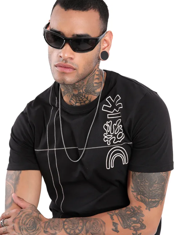 Coral Black Logo Printed T-Shirt sold by Wrogn