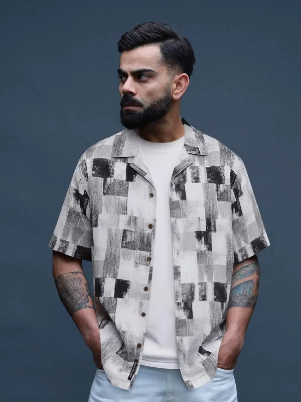 Abstract Plain Grey AOP Shirt sold by Wrogn
